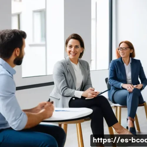 비즈니스 코칭 실습 모임 추천 - A diverse group of professional coaches engaged in a dynamic in-person workshop in a modern Madrid o...